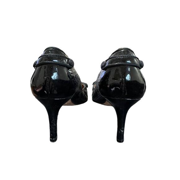 Ann Taylor women's black patent‎ leather snake print heel size 8 - Picture 5 of 7